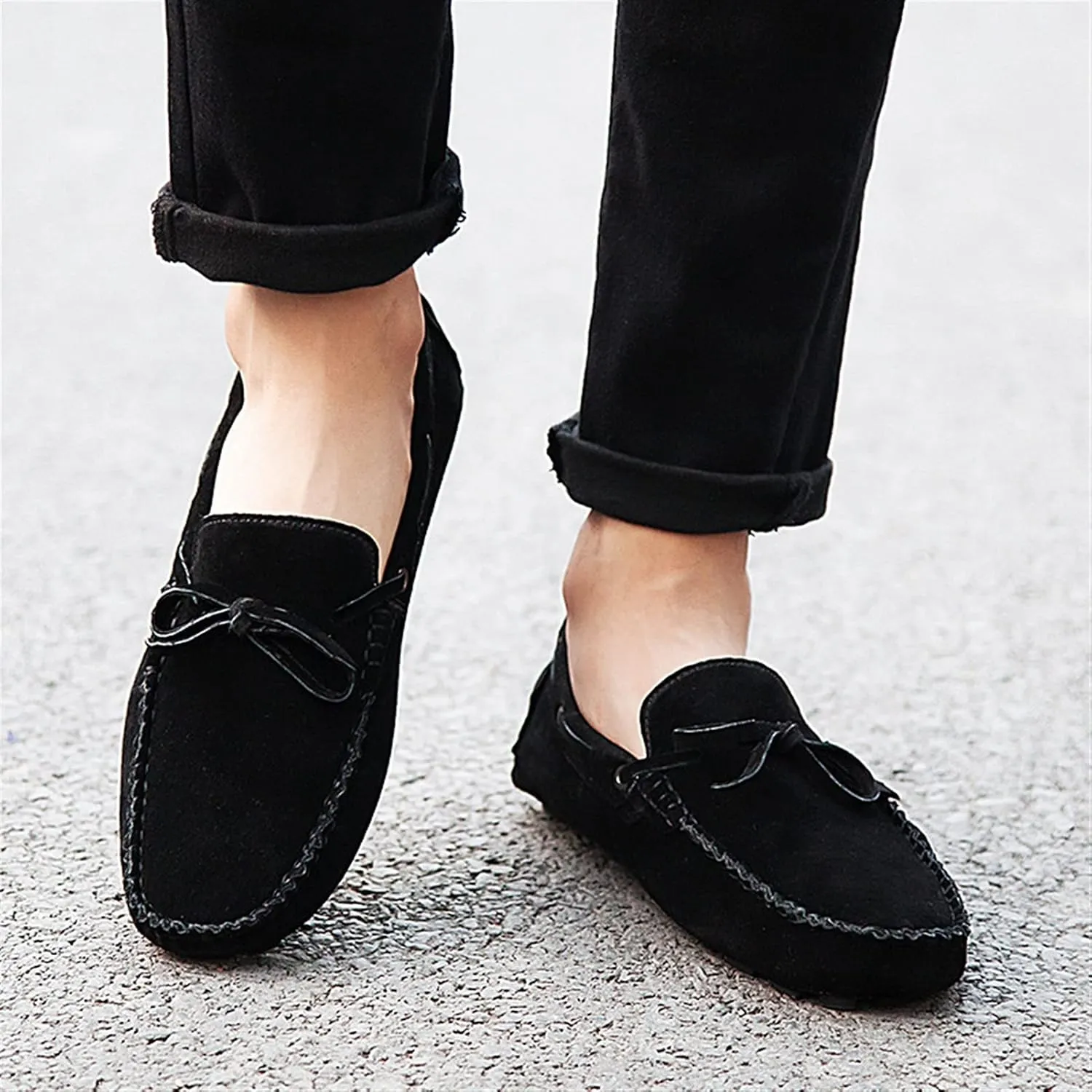Driving Moccasins for Men Genuine Leather Stitching Details Deck Shoes 1-Eye Flat Heel Flexible Comfortable Driving Slip On for Any Attire