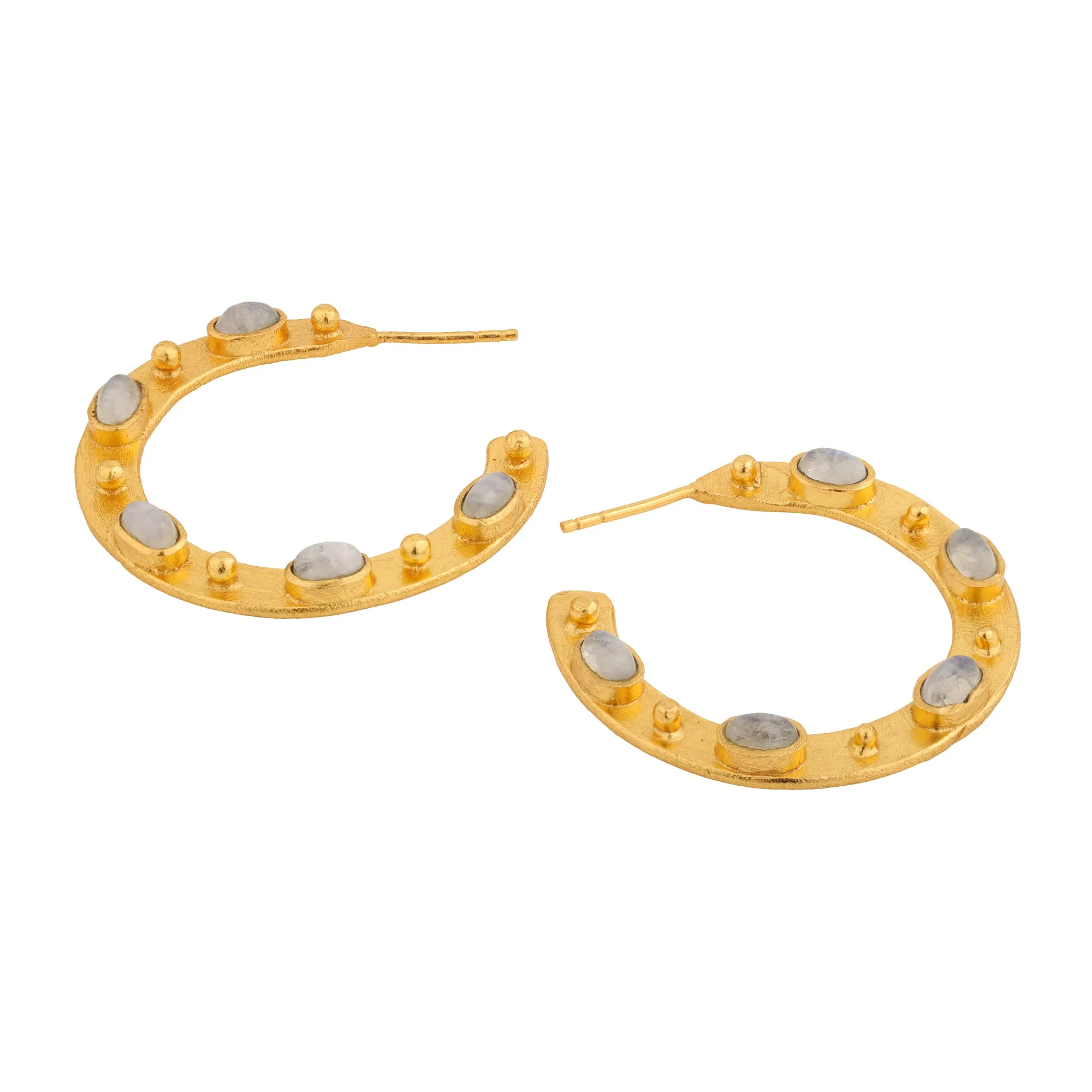 Earrings - Flat Hoops - Moonstone