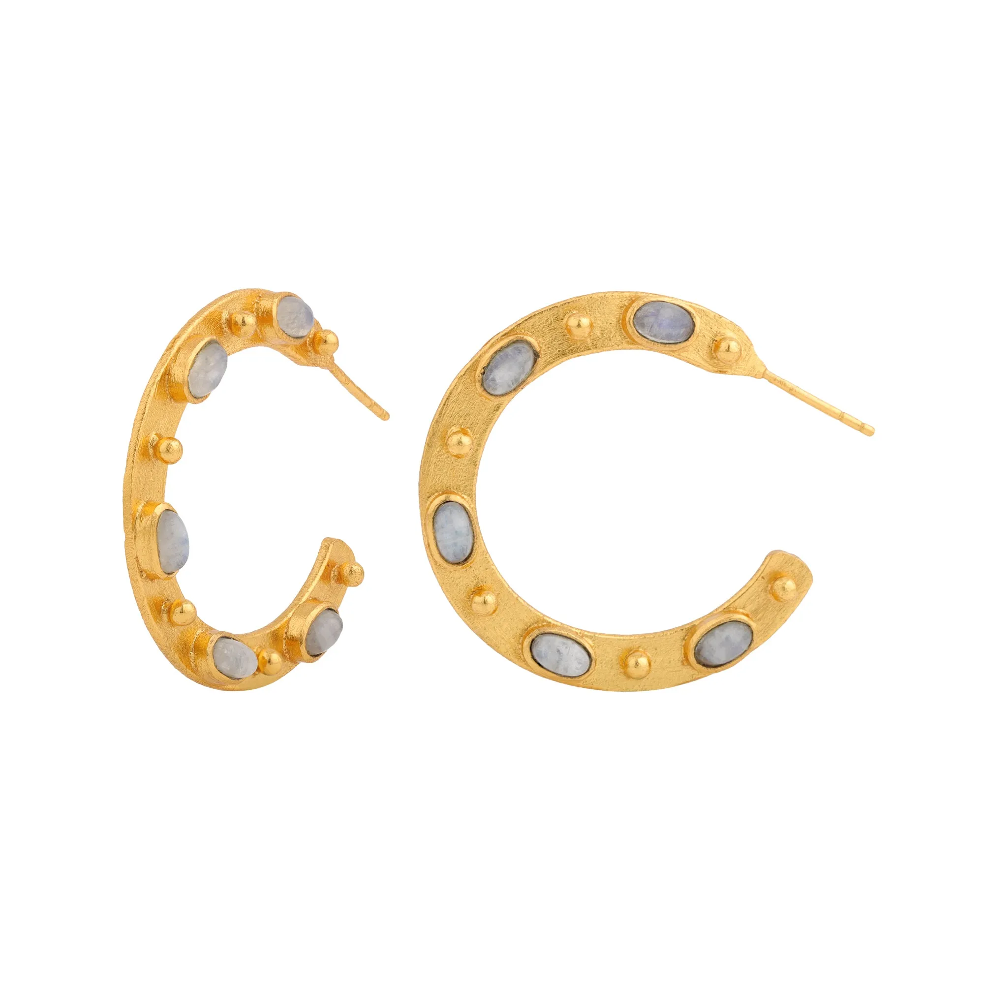 Earrings - Flat Hoops - Moonstone