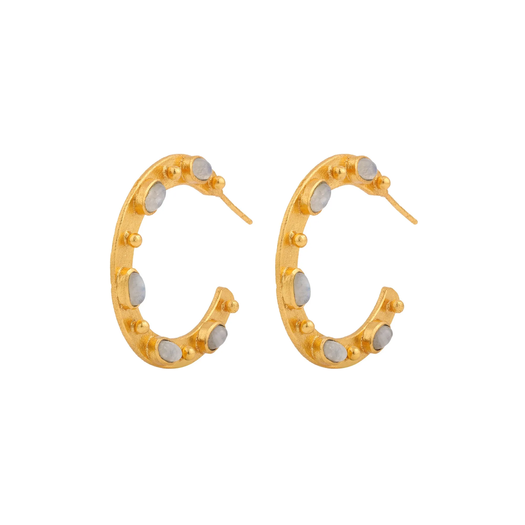 Earrings - Flat Hoops - Moonstone