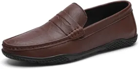 Easy to Put and Remove. Driving Moccasins Smoking Loafer for Men Penny Loafer PU Stitching Details Round Toe Anti-Slip Resistant Flat Heel Flexible Lightweight Casual for All Occasions