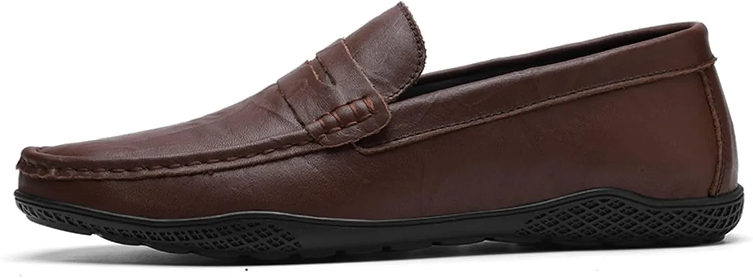 Easy to Put and Remove. Driving Moccasins Smoking Loafer for Men Penny Loafer PU Stitching Details Round Toe Anti-Slip Resistant Flat Heel Flexible Lightweight Casual for All Occasions