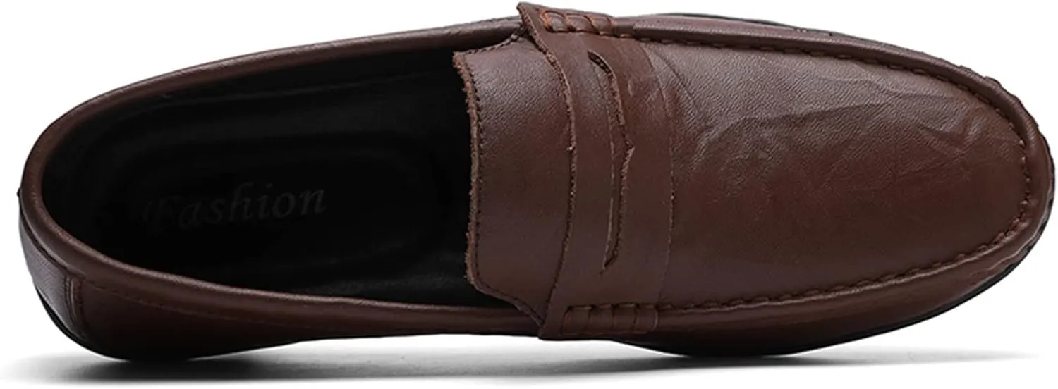 Easy to Put and Remove. Driving Moccasins Smoking Loafer for Men Penny Loafer PU Stitching Details Round Toe Anti-Slip Resistant Flat Heel Flexible Lightweight Casual for All Occasions