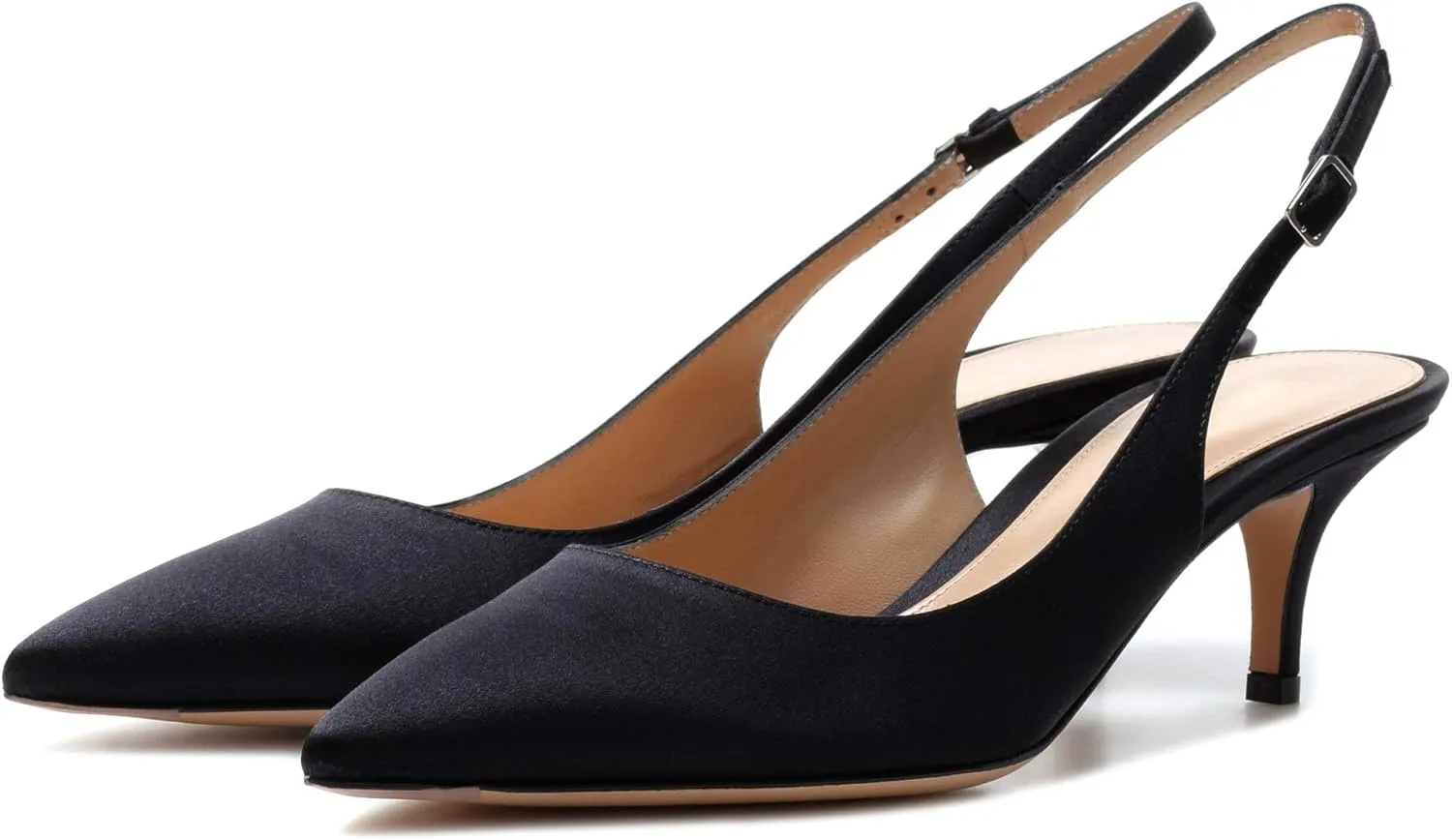 Eldof Womens Kitten Heel Pumps| Pointed Toe Slingback Sandals | 6.5CM Mid Heel Wedding Dress Shoes