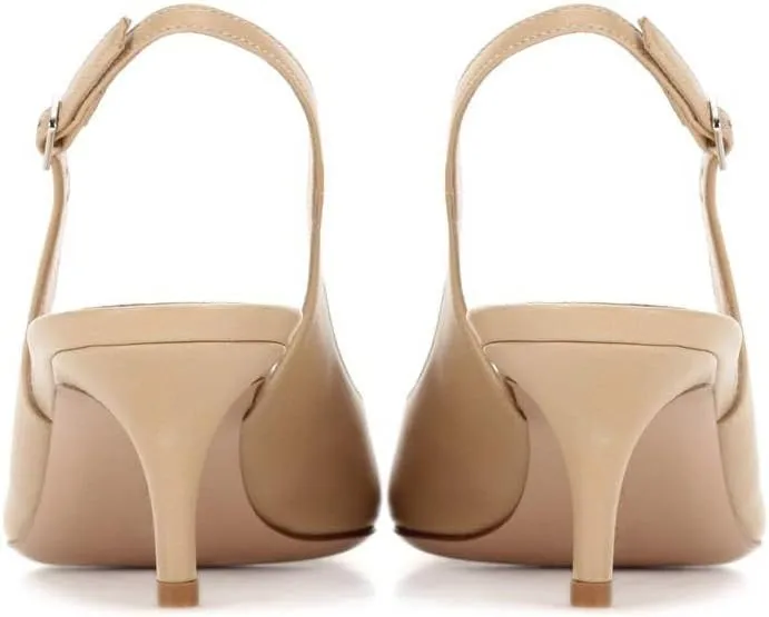 Eldof Womens Kitten Heel Pumps| Pointed Toe Slingback Sandals | 6.5CM Mid Heel Wedding Dress Shoes
