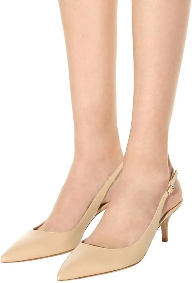 Eldof Womens Kitten Heel Pumps| Pointed Toe Slingback Sandals | 6.5CM Mid Heel Wedding Dress Shoes
