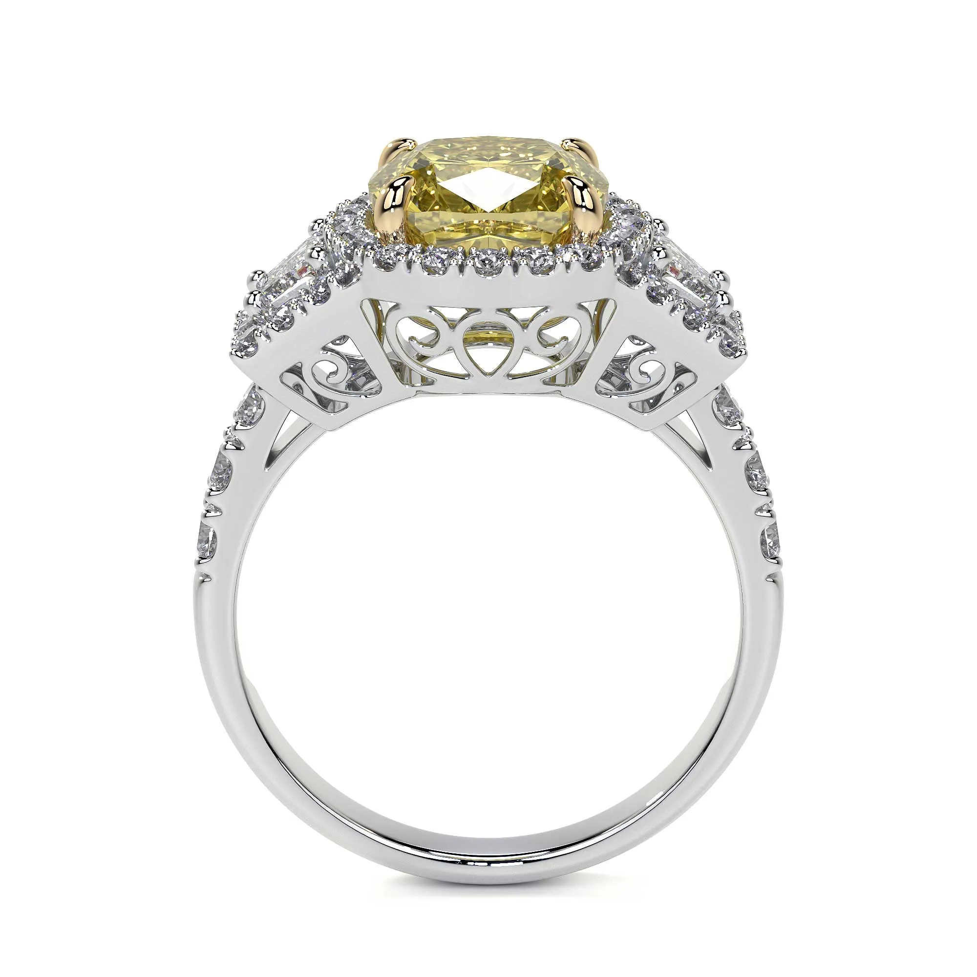 Fancy Yellow Cushion Diamond Ring, 2 CT