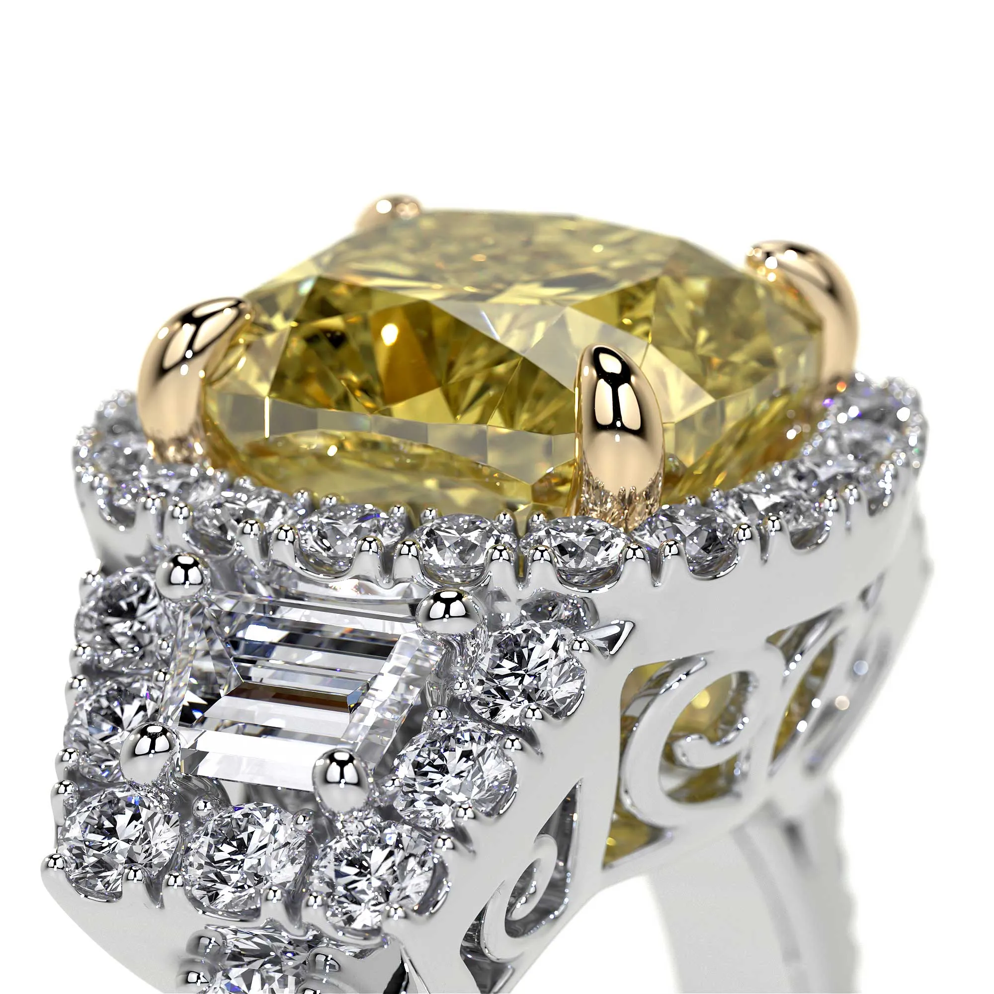 Fancy Yellow Cushion Diamond Ring, 2 CT