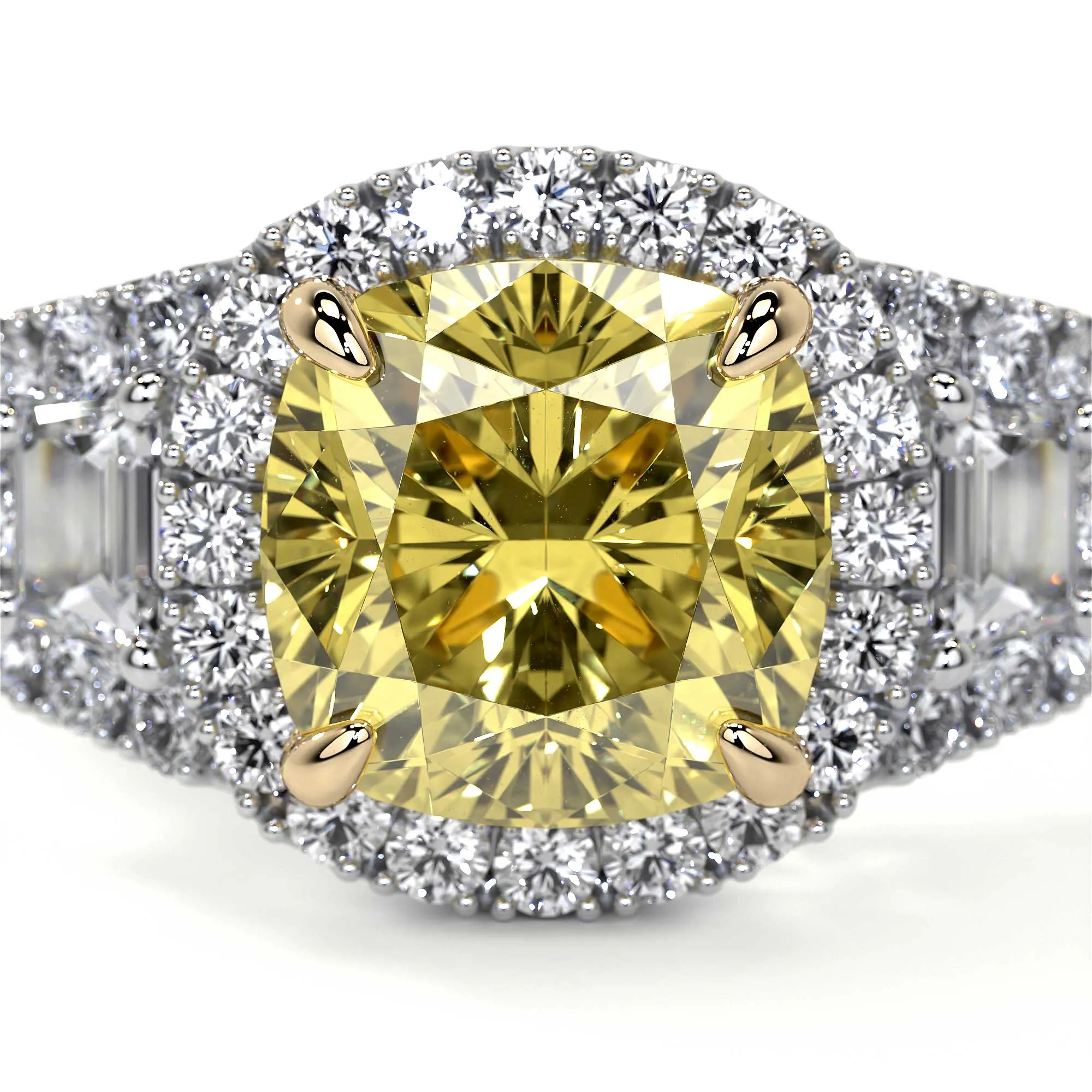 Fancy Yellow Cushion Diamond Ring, 2 CT