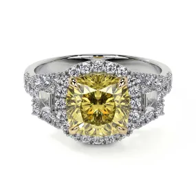 Fancy Yellow Cushion Diamond Ring, 2 CT