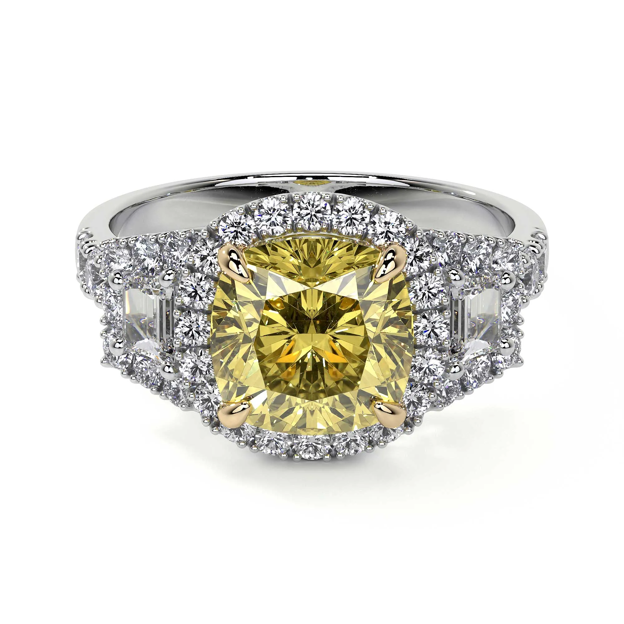 Fancy Yellow Cushion Diamond Ring, 2 CT