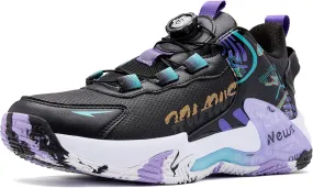 Fashionable Knob Basketball Shoes - Durable Anti-Slip Sole | Comfortable Cushioning | Multi-Sport & Casual Sneakers(Black Purple,7)