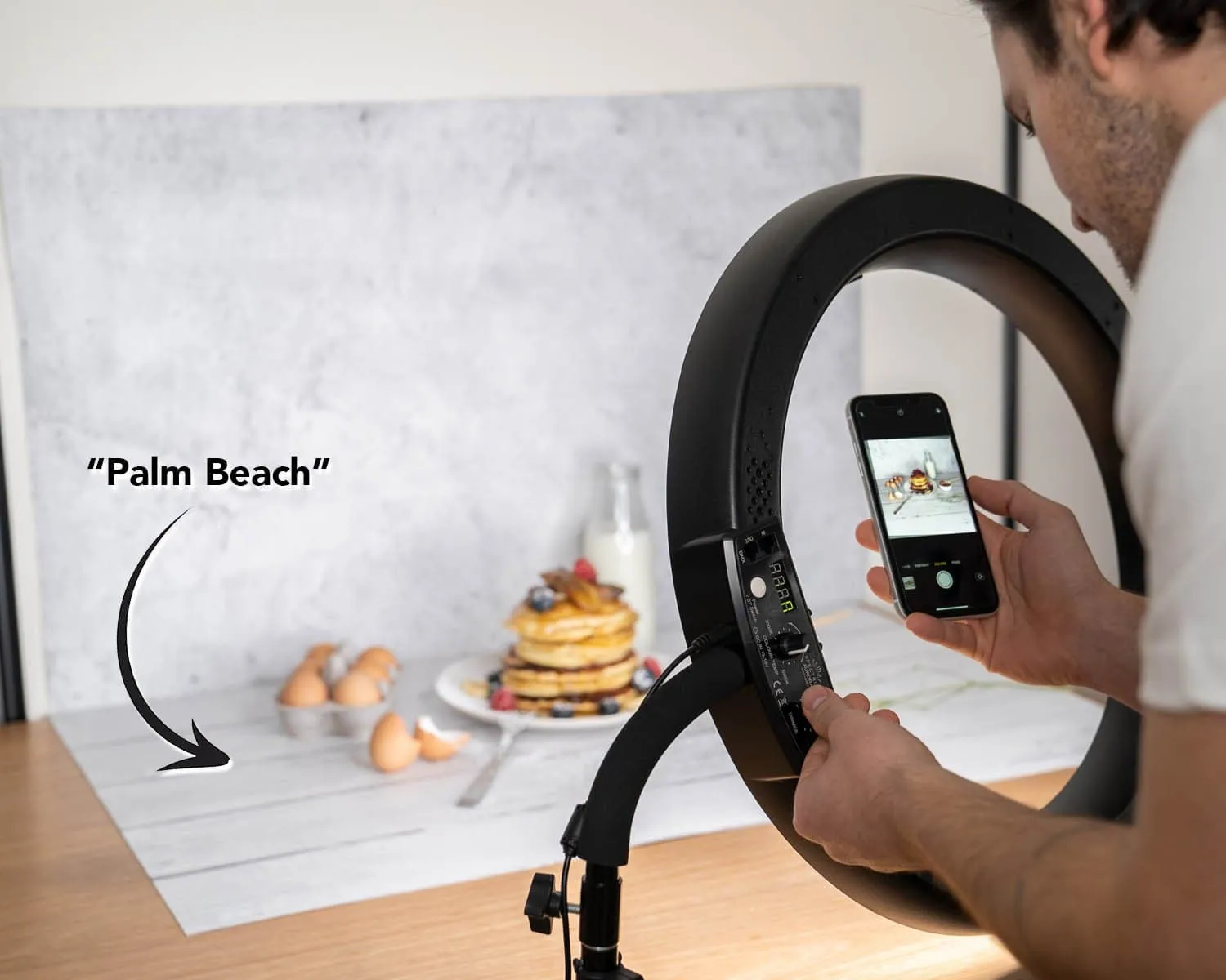 Flat Lay Instagram Backdrop - 'Palm Beach' White Wash Wooden (56cm x 87cm)