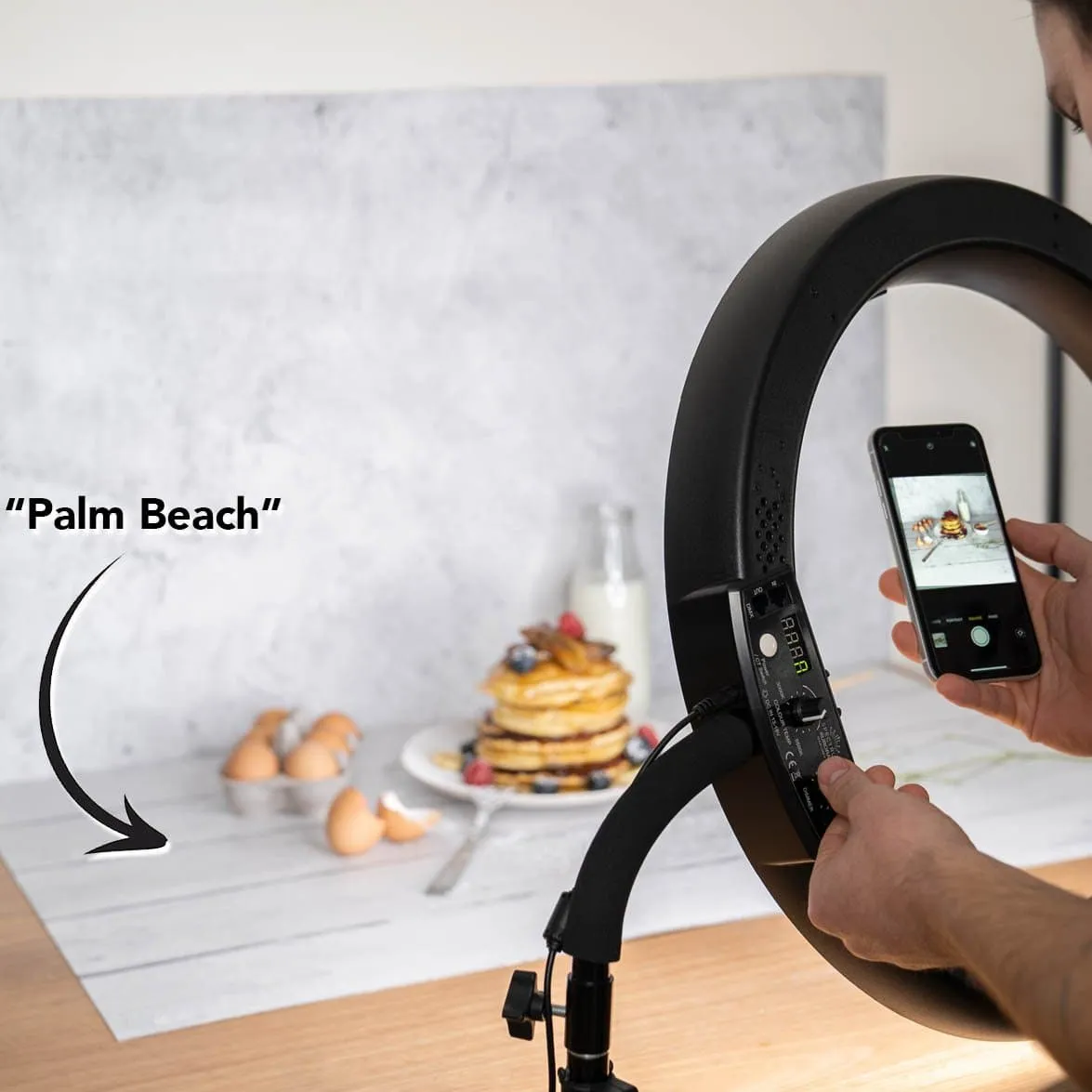 Flat Lay Instagram Backdrop - 'Palm Beach' White Wash Wooden (56cm x 87cm)