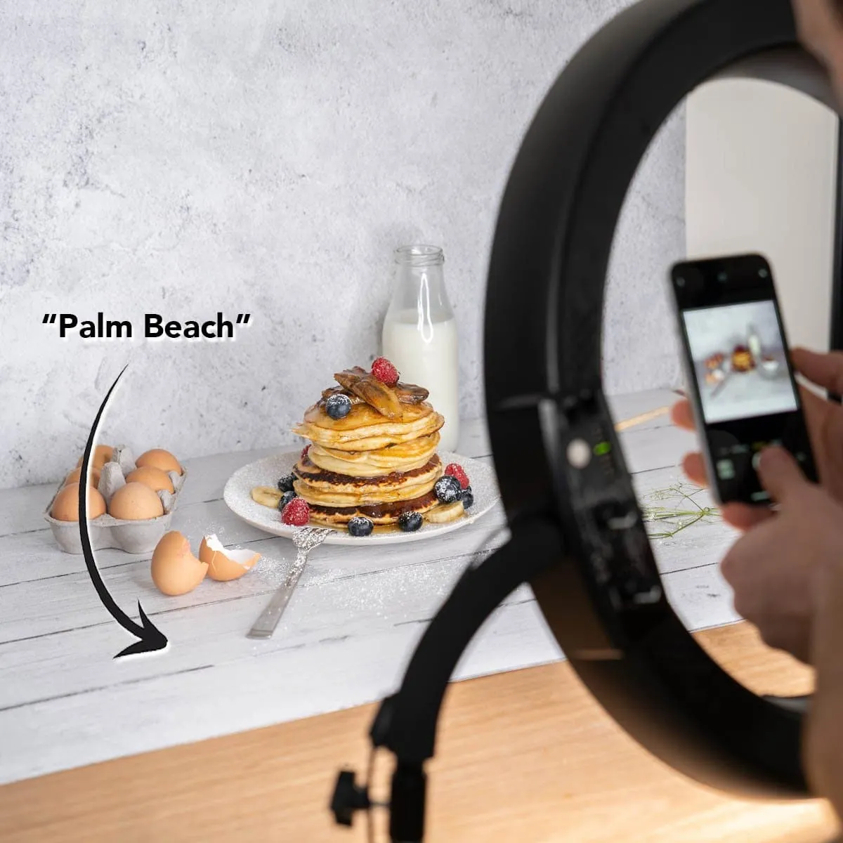 Flat Lay Instagram Backdrop - 'Palm Beach' White Wash Wooden (56cm x 87cm)