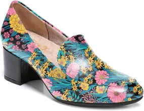 FOWT Women's Classic Black or Two Toned Side V Cut Loafers Ladies Round Toe Mid Chunky Heel Pumps Simple Style Slip On Unisex Shoes for Work Office School 4-16 US Size