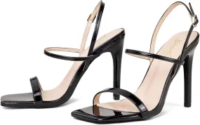 GENSHUO Womens 4 inches Heeled Sandals Square Open Toe Ankle Strap Stiletto High Heel Sandals Dress Wedding Party Heels