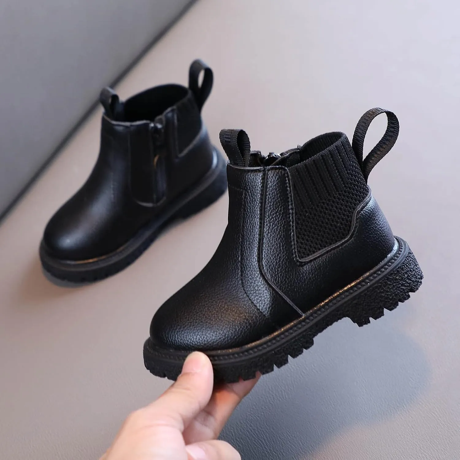 Girls Boys Children Ankle Boots Kids Low Heel Booties Fashion Side Zipper Knee Calf Boots for Toddler Girl
