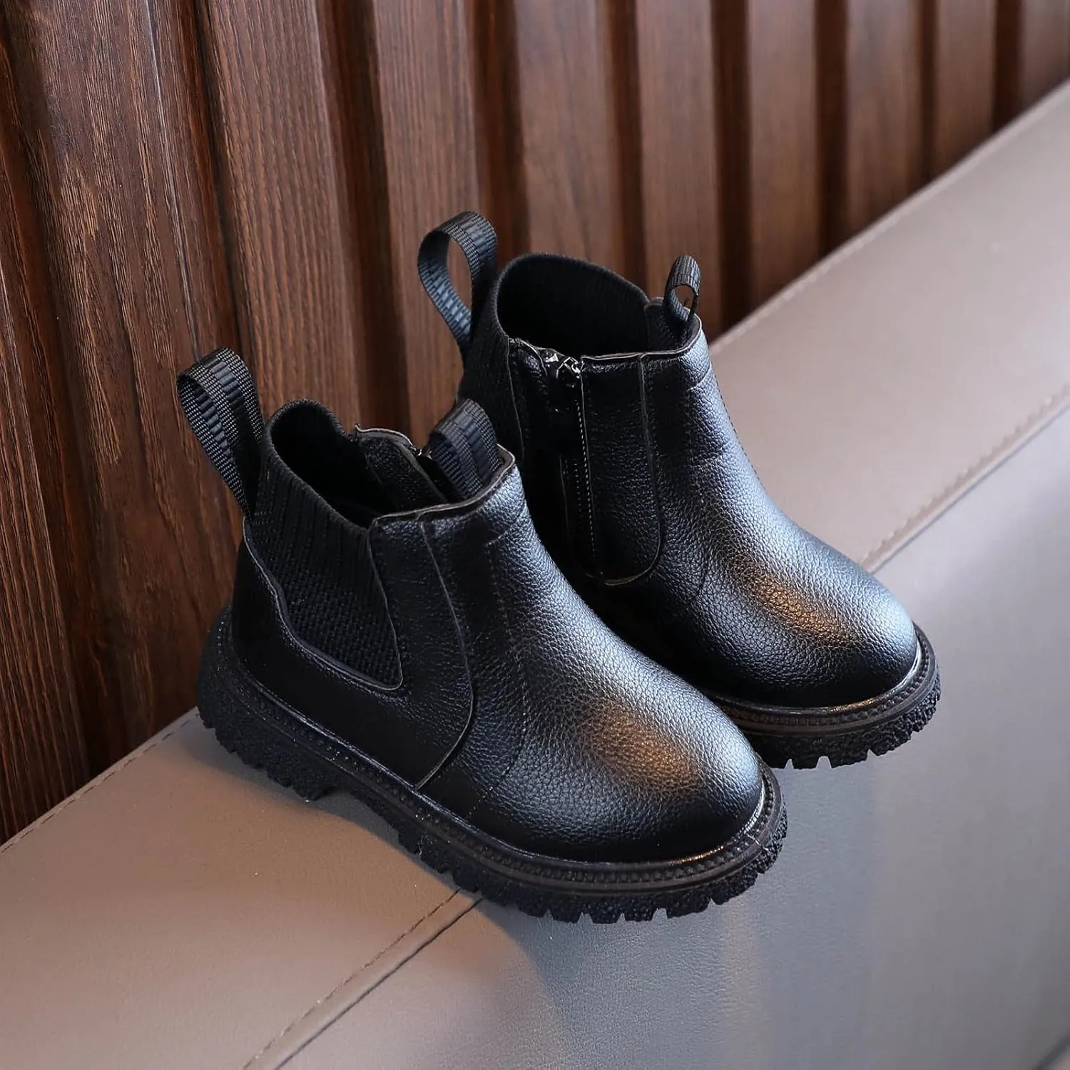 Girls Boys Children Ankle Boots Kids Low Heel Booties Fashion Side Zipper Knee Calf Boots for Toddler Girl