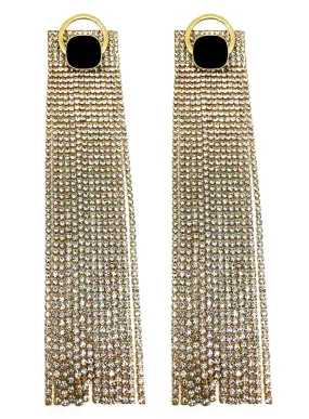 GLASS CRYSTAL FRINGE DROP EARRINGS