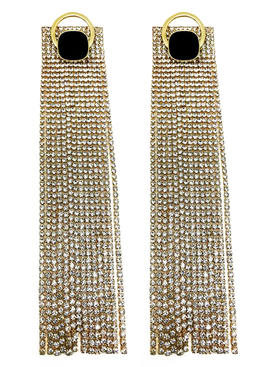 GLASS CRYSTAL FRINGE DROP EARRINGS