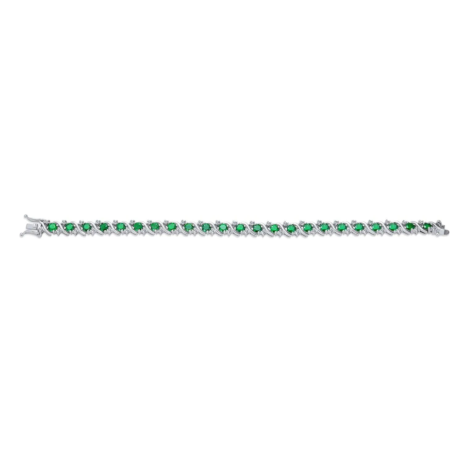 Green Blue CZ Wave Tennis Bracelet Imitation Gemstone Round