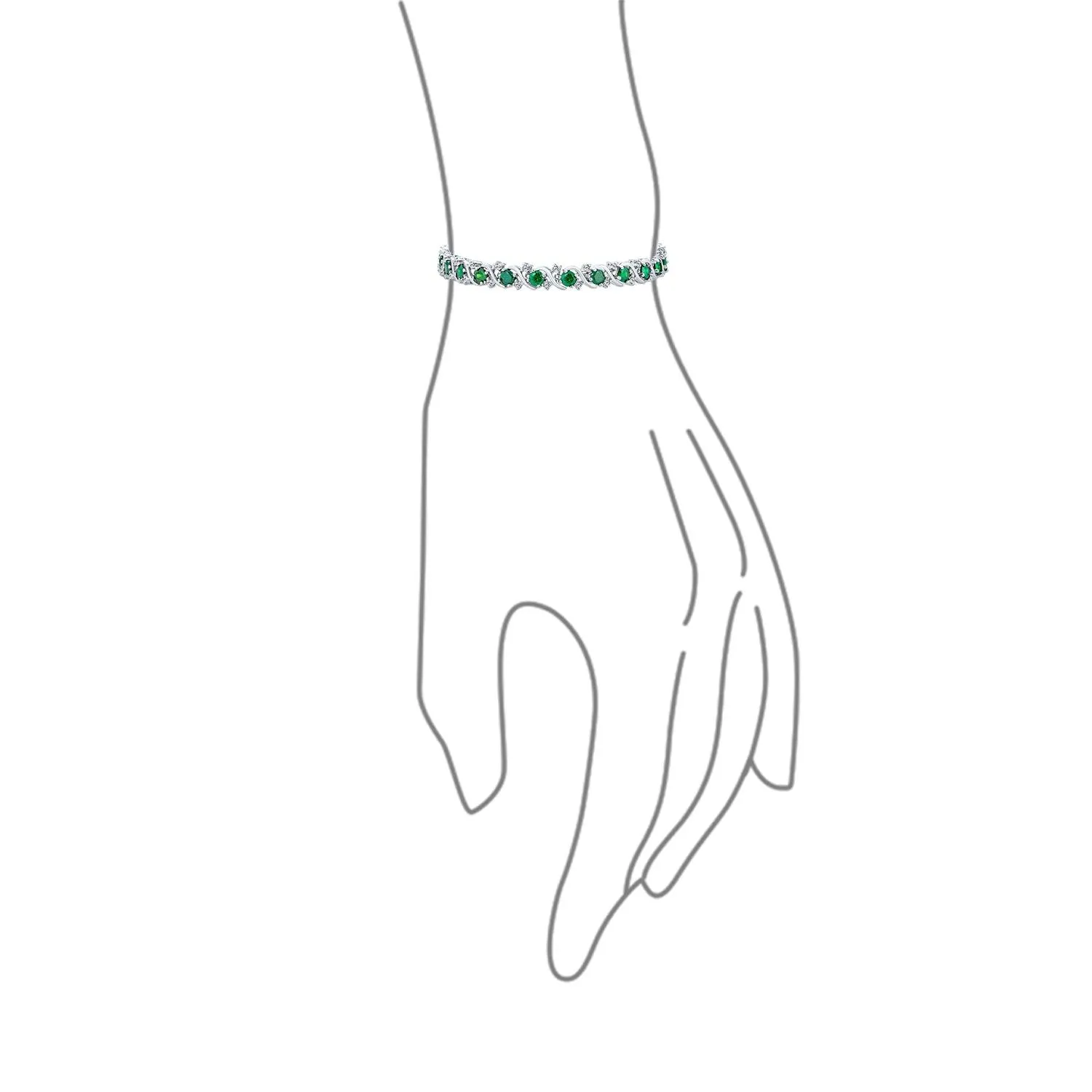 Green Blue CZ Wave Tennis Bracelet Imitation Gemstone Round