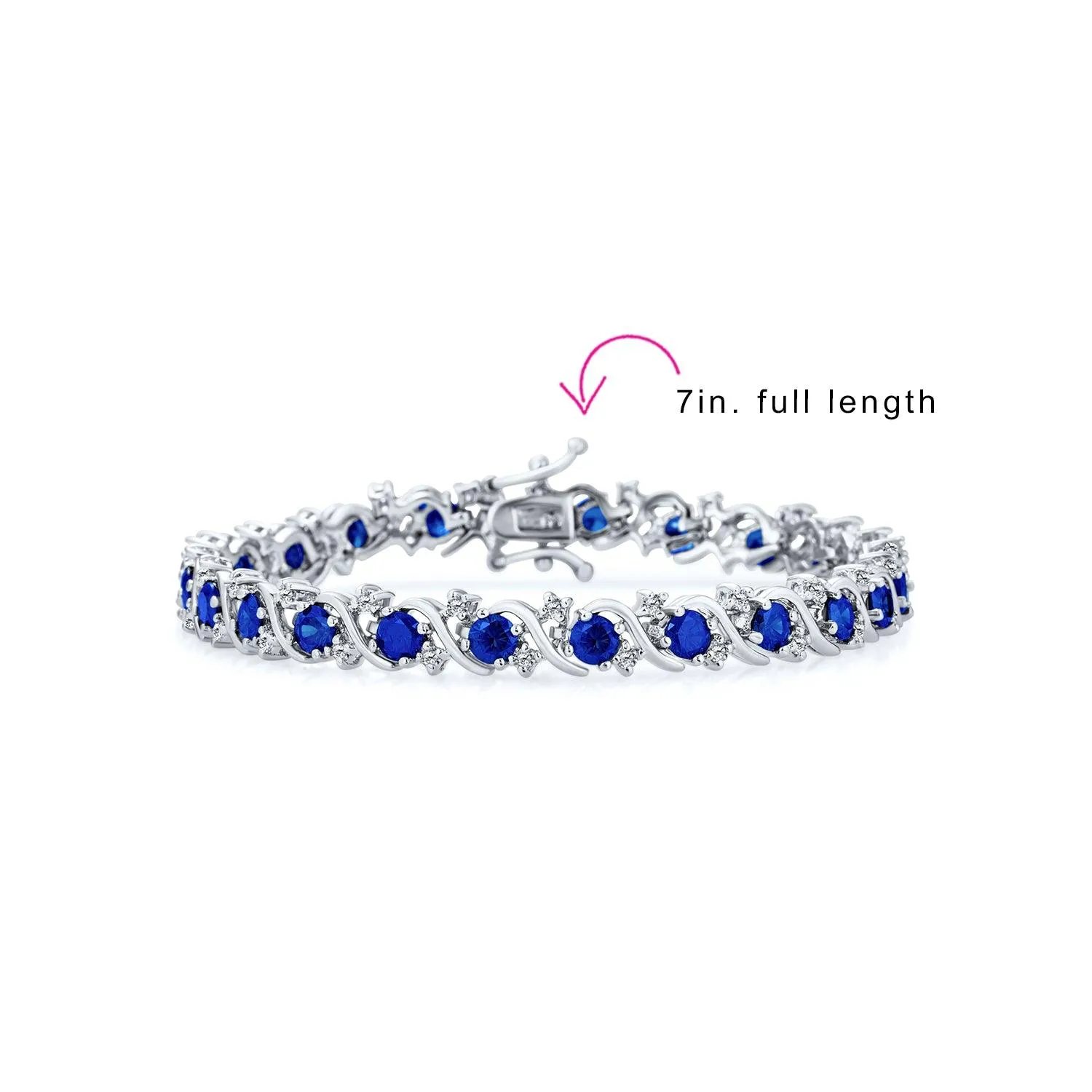 Green Blue CZ Wave Tennis Bracelet Imitation Gemstone Round