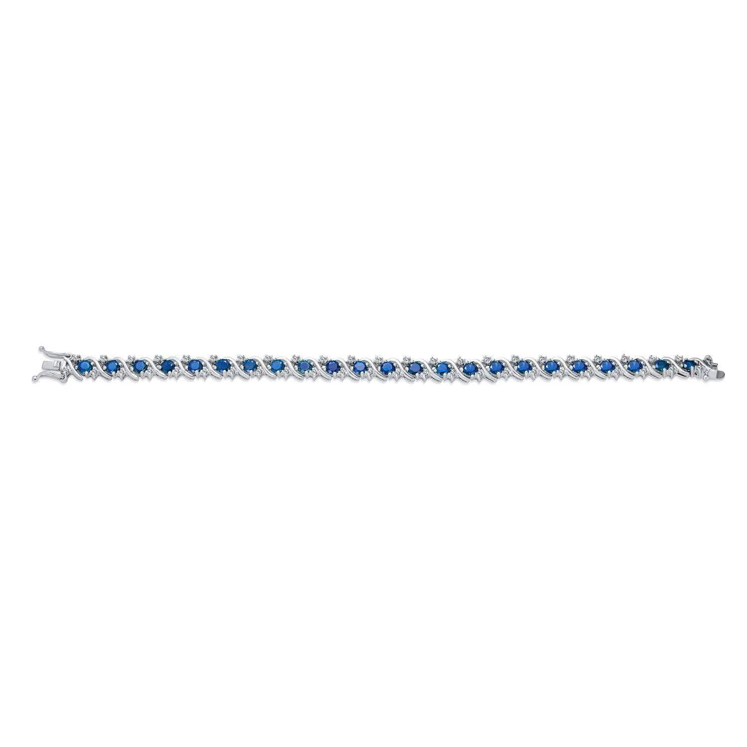 Green Blue CZ Wave Tennis Bracelet Imitation Gemstone Round