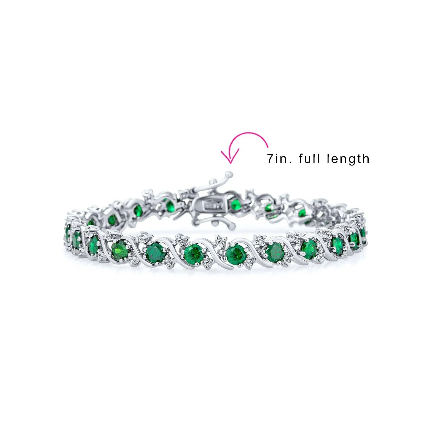 Green Blue CZ Wave Tennis Bracelet Imitation Gemstone Round