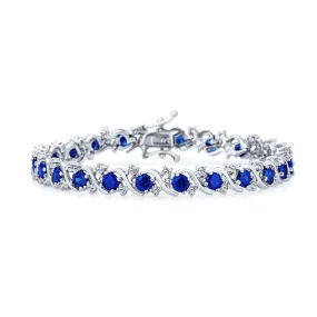 Green Blue CZ Wave Tennis Bracelet Imitation Gemstone Round
