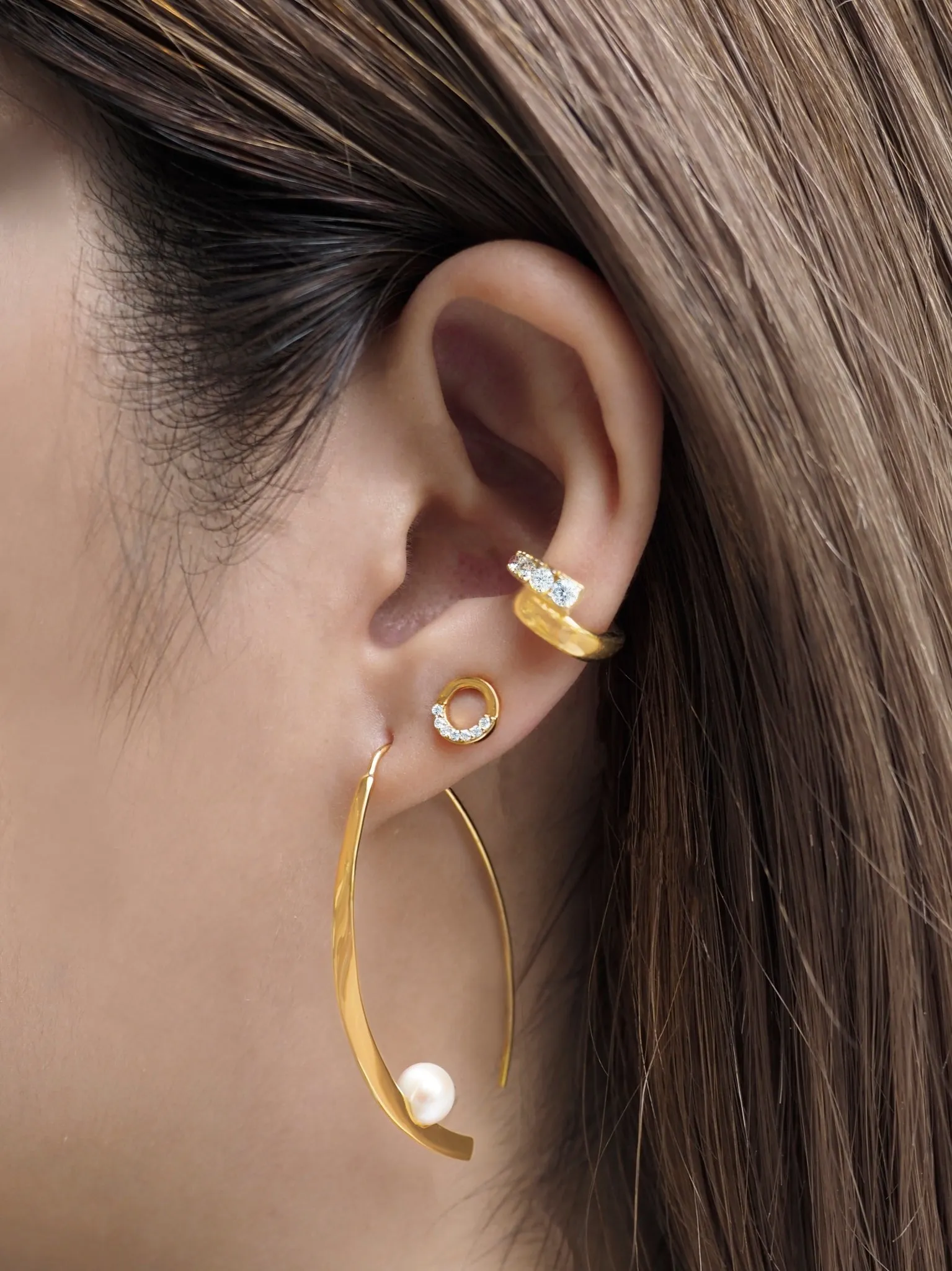 Half Crystal Ear Cuff