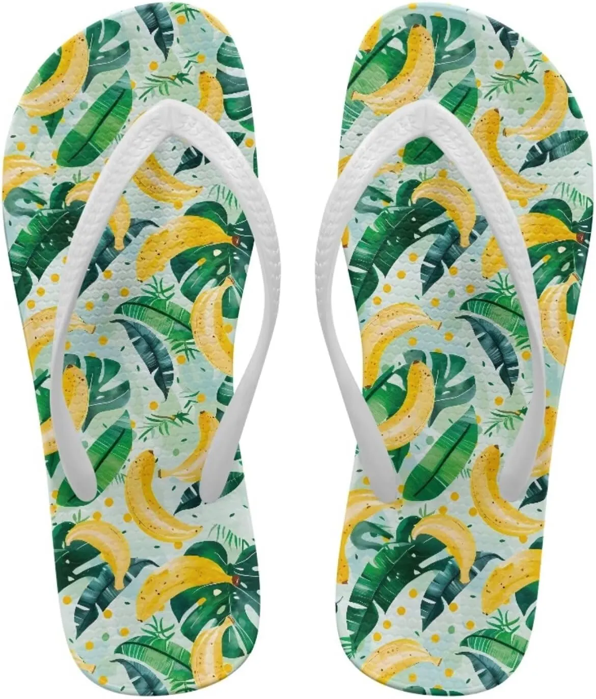 Howilath Fruit Pattern Non-Slip Flip Flops for Women Beach Flat Thong Sandals Rubber Single Band Slippers for Summer Pools