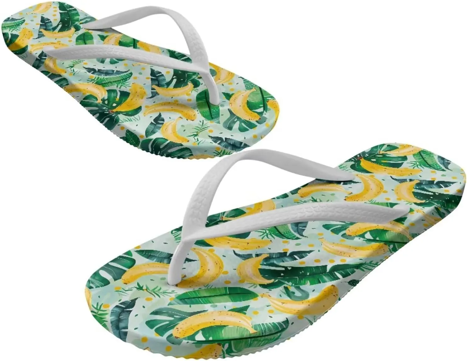 Howilath Fruit Pattern Non-Slip Flip Flops for Women Beach Flat Thong Sandals Rubber Single Band Slippers for Summer Pools