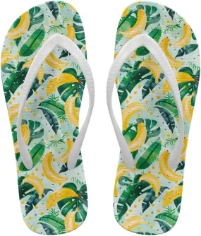 Howilath Fruit Pattern Non-Slip Flip Flops for Women Beach Flat Thong Sandals Rubber Single Band Slippers for Summer Pools