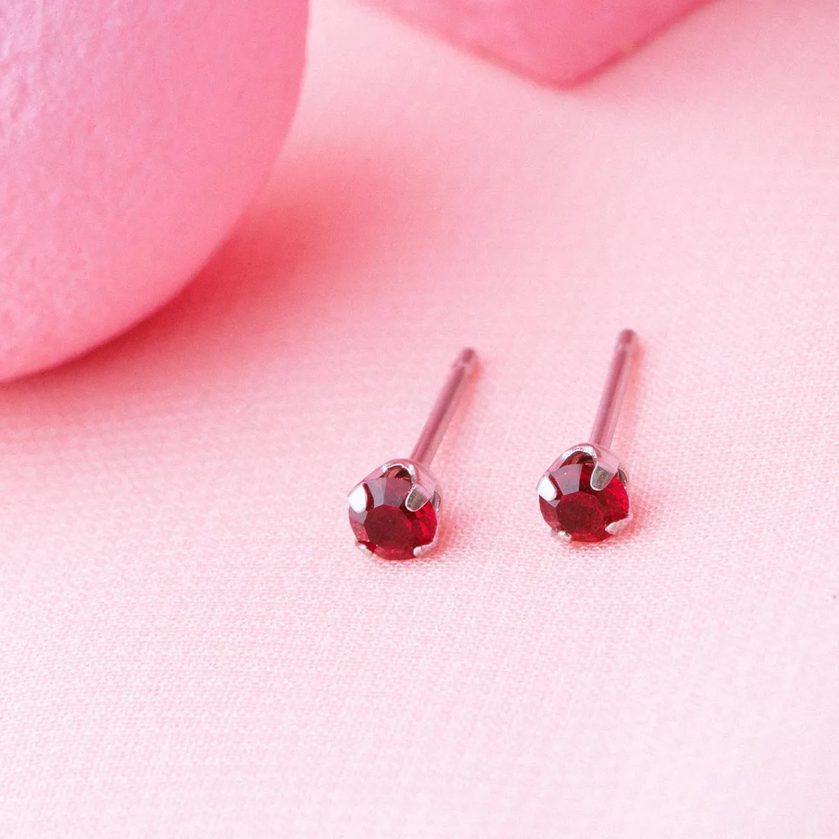January Birthstone Stainless Steel Stud Earrings