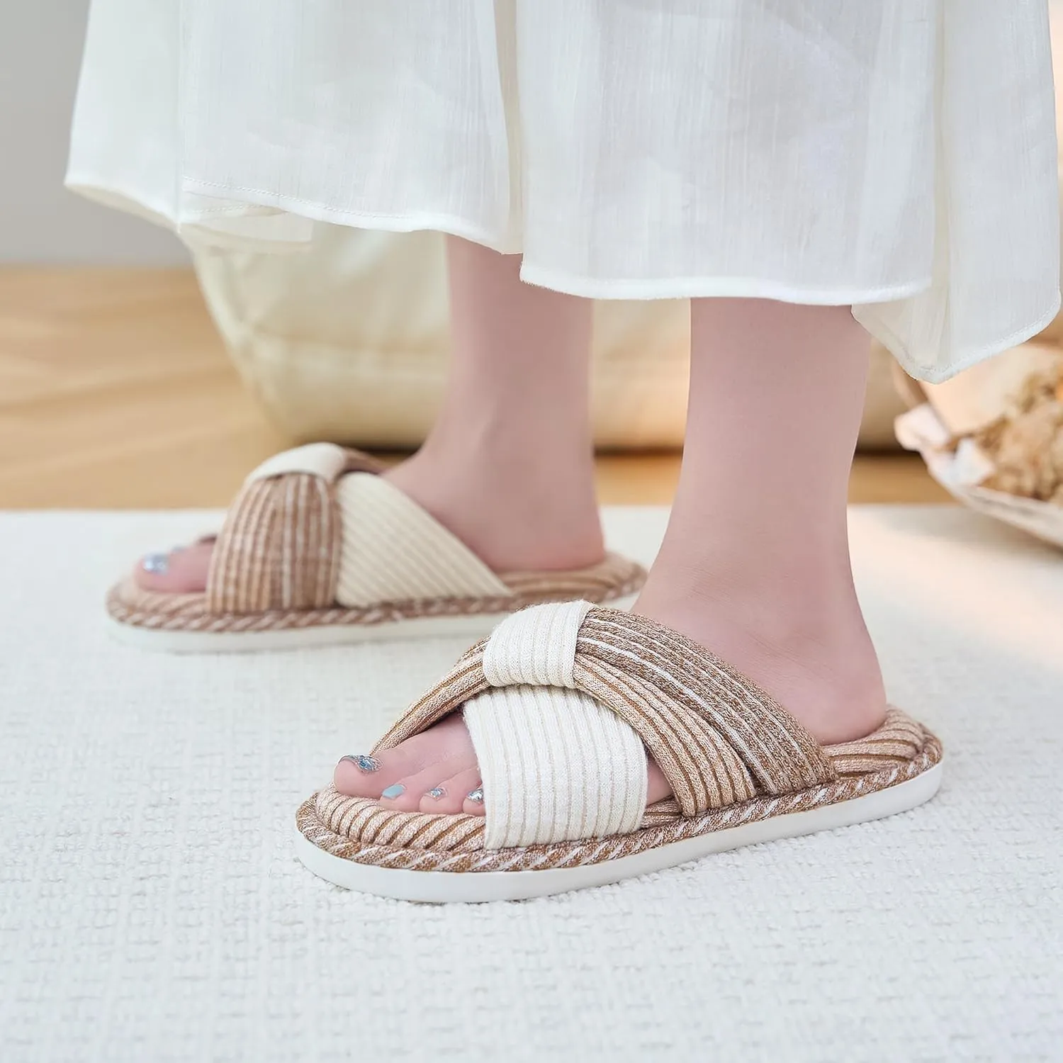 Jerzmy Cross Slippers for Women, Cozy Soft Bow Memory Foam House Bedroom Slippers Trendy Woman Gifts Home Shoes for Room Indoor Kitchen