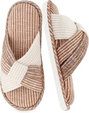 Jerzmy Cross Slippers for Women, Cozy Soft Bow Memory Foam House Bedroom Slippers Trendy Woman Gifts Home Shoes for Room Indoor Kitchen
