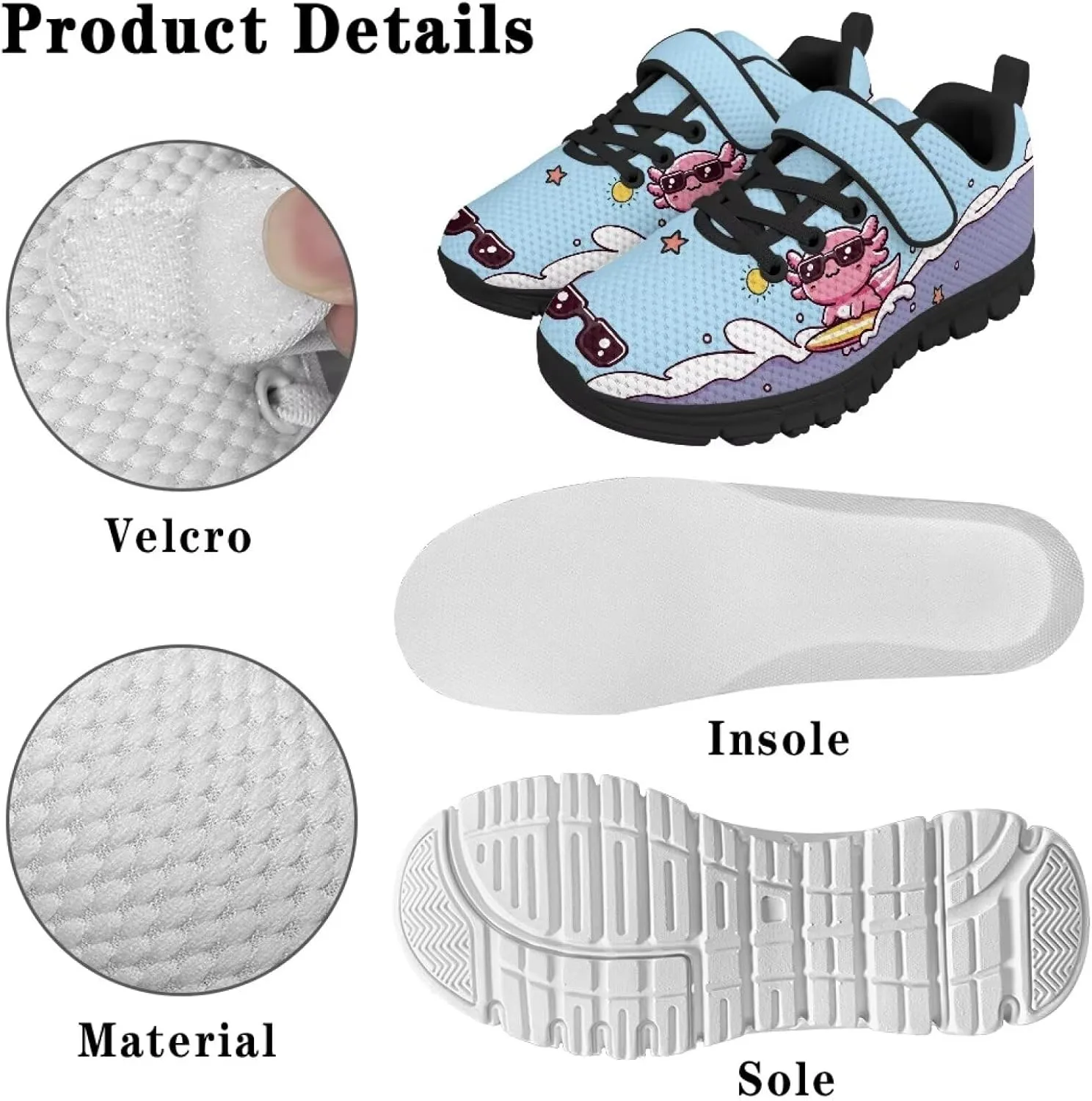 Kids Girls Sneakers Lightweight Strap Sneakers Single Buckle Tennis Shoes Sports Athletic Shoes for Boys Girls