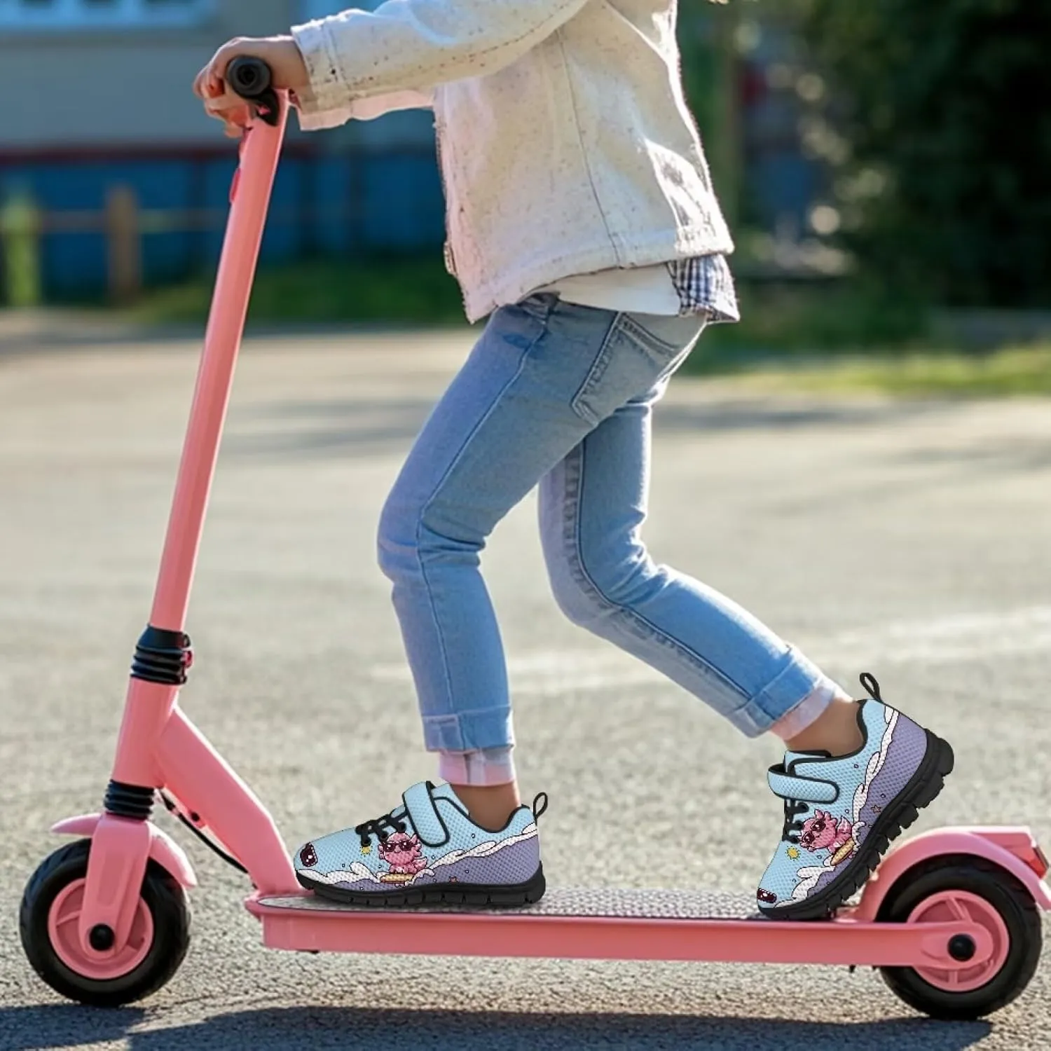 Kids Girls Sneakers Lightweight Strap Sneakers Single Buckle Tennis Shoes Sports Athletic Shoes for Boys Girls