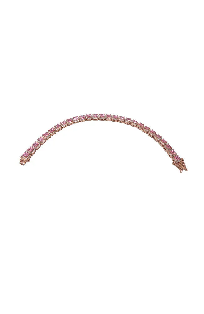 Large Stone Tennis Bracelet Pink CZ