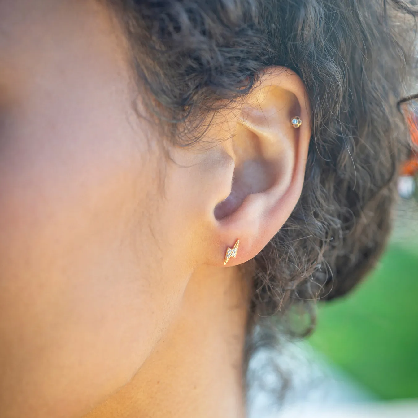Lightning Bolt Crystal Stud Earrings