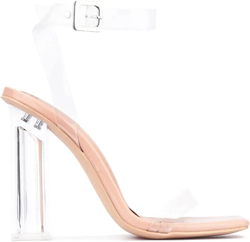 Lula Clear Square Toe Block High Heels (Lula)