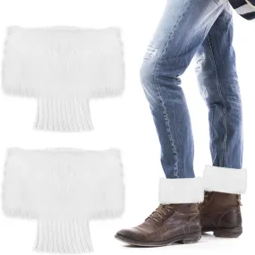 Lusofie Women Short Furry Leg Warmers 1Pair Winter Faux Fur Boot Cuff Fuzzy Fluffy Leg Warmers Knitted Fur Boot Covers Warmers Short Furry Winter Knitted Boot Socks