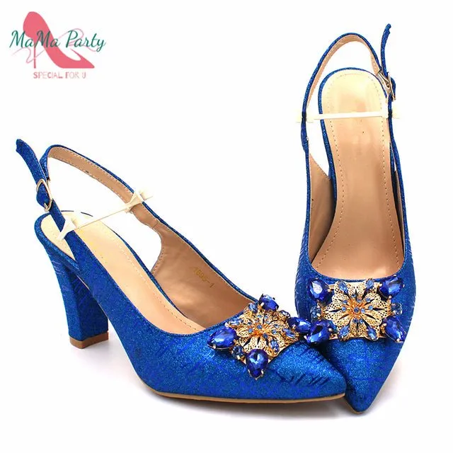 MAMA PARTY High Quality Crystal Bling Design Shoes with Matching Bag