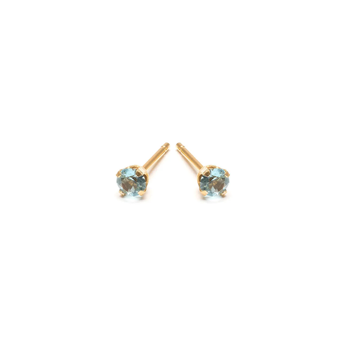 March Birthstone 14k Gold Plated Stud Earrings