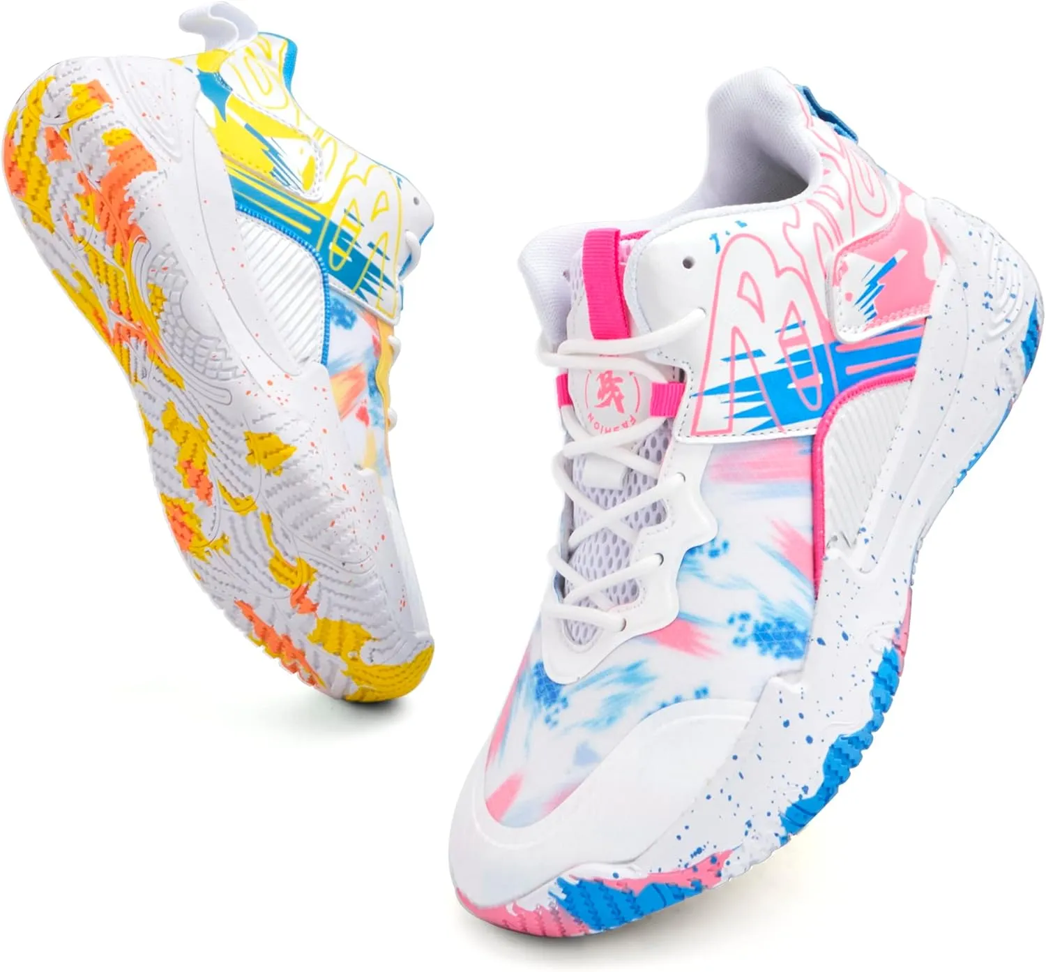 Men's Basketball Shoes Breathable Anti Slip Fashionable Graffiti Training Shoes Outdoor Shoes
