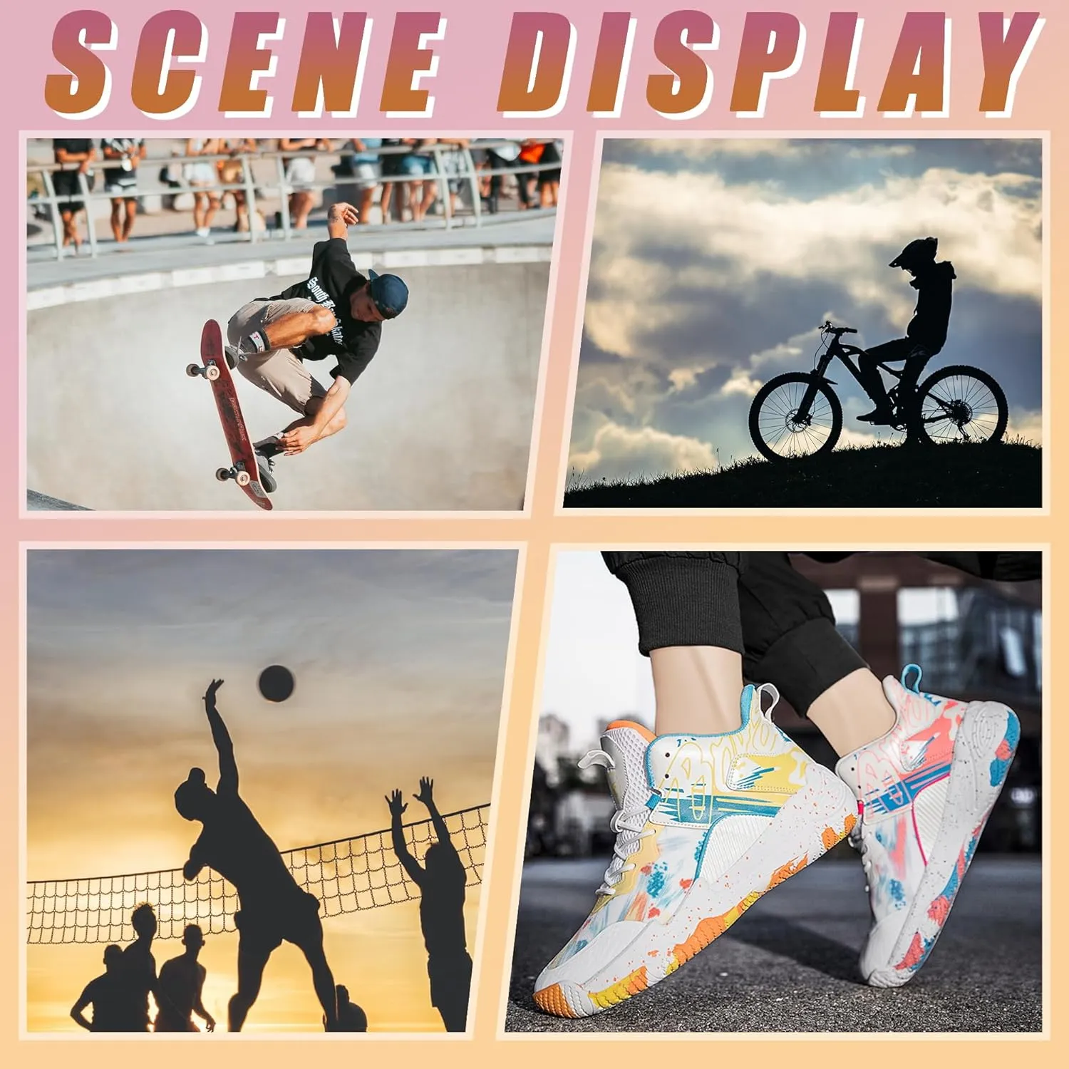 Men's Basketball Shoes Breathable Anti Slip Fashionable Graffiti Training Shoes Outdoor Shoes