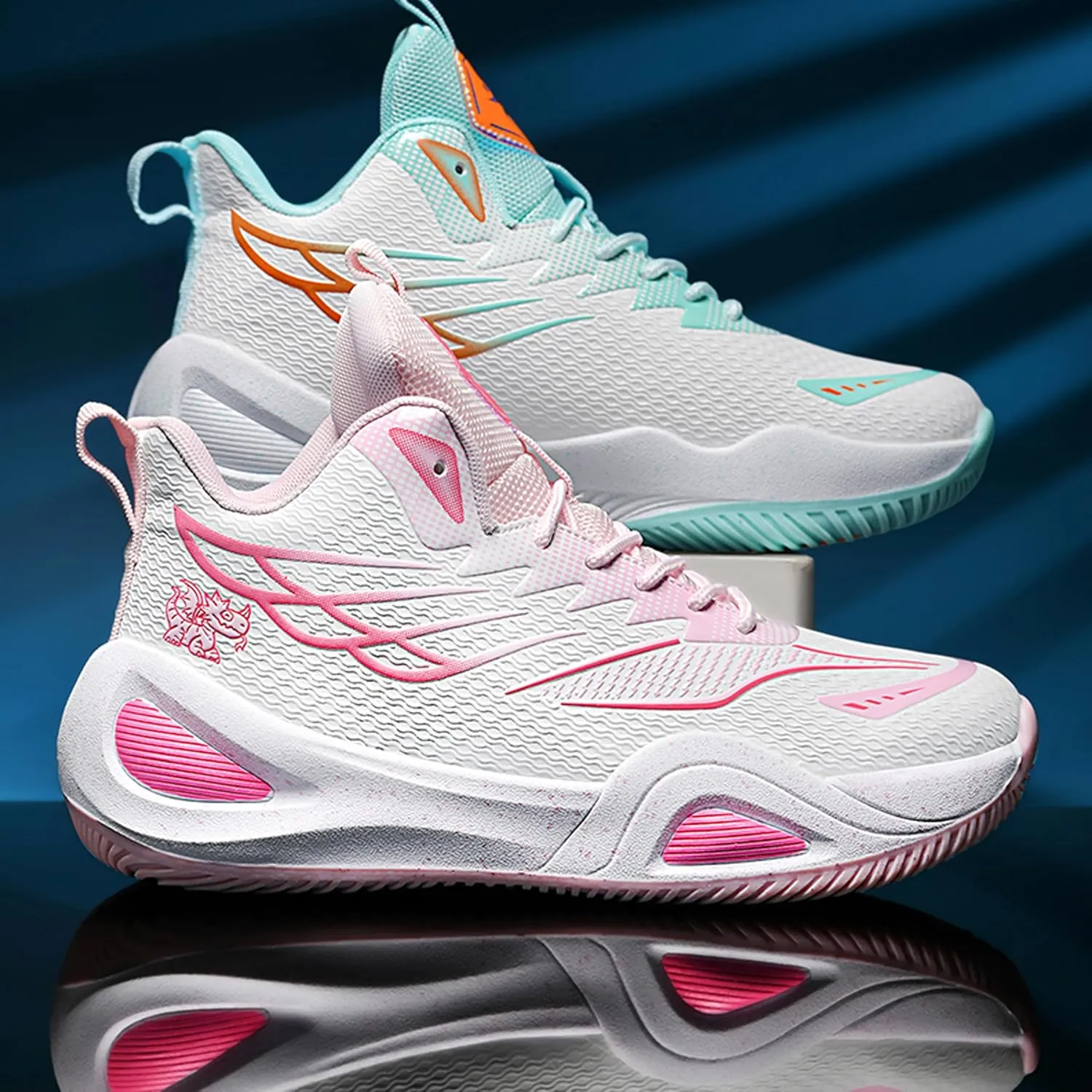 Men's High-Top Basketball ShoesWear-Resistant and Anti-Slip Soles Running Shoes Graffiti Design Fashionable Sports Shoes