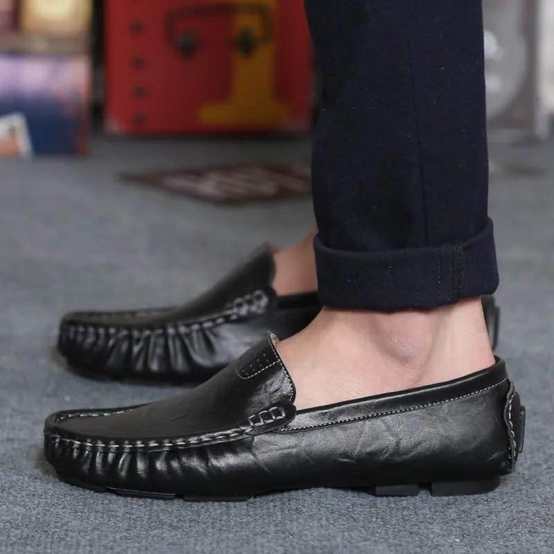 Mens Loafers Shoe Simple Solid Color Driving Loafers PU Leather Lightweight Slip Resistant Anti-Slip Fashion Party Slip-ons